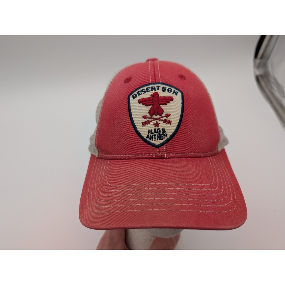 Desert Son Flag & Anthem Red Tan Trucker Hat Snapback Mesh Cap OS